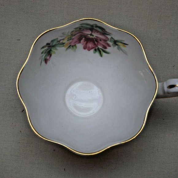 Queen Anne Fine Bone China England Pink & Yellow Azalea Footed Tea Cup & Saucer - Picture 13 of 14